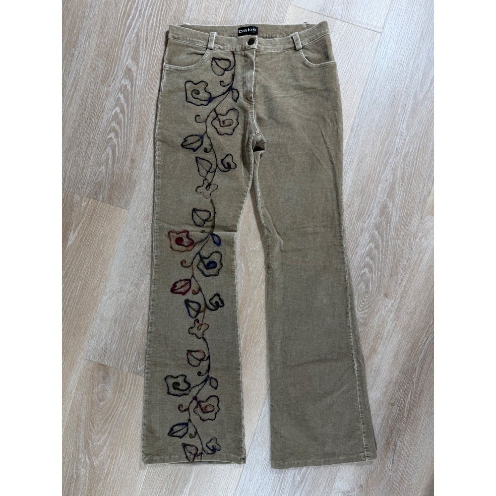 Rare Bebe Vintage Flowercord Corduroy Pants Tan - Size Medium